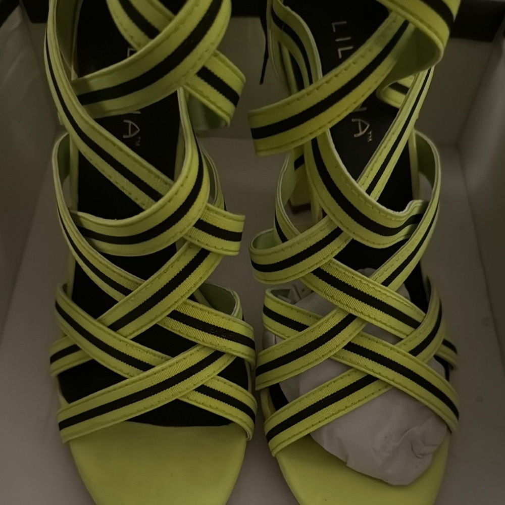 Liliana Neon Yellow Strappy Heels